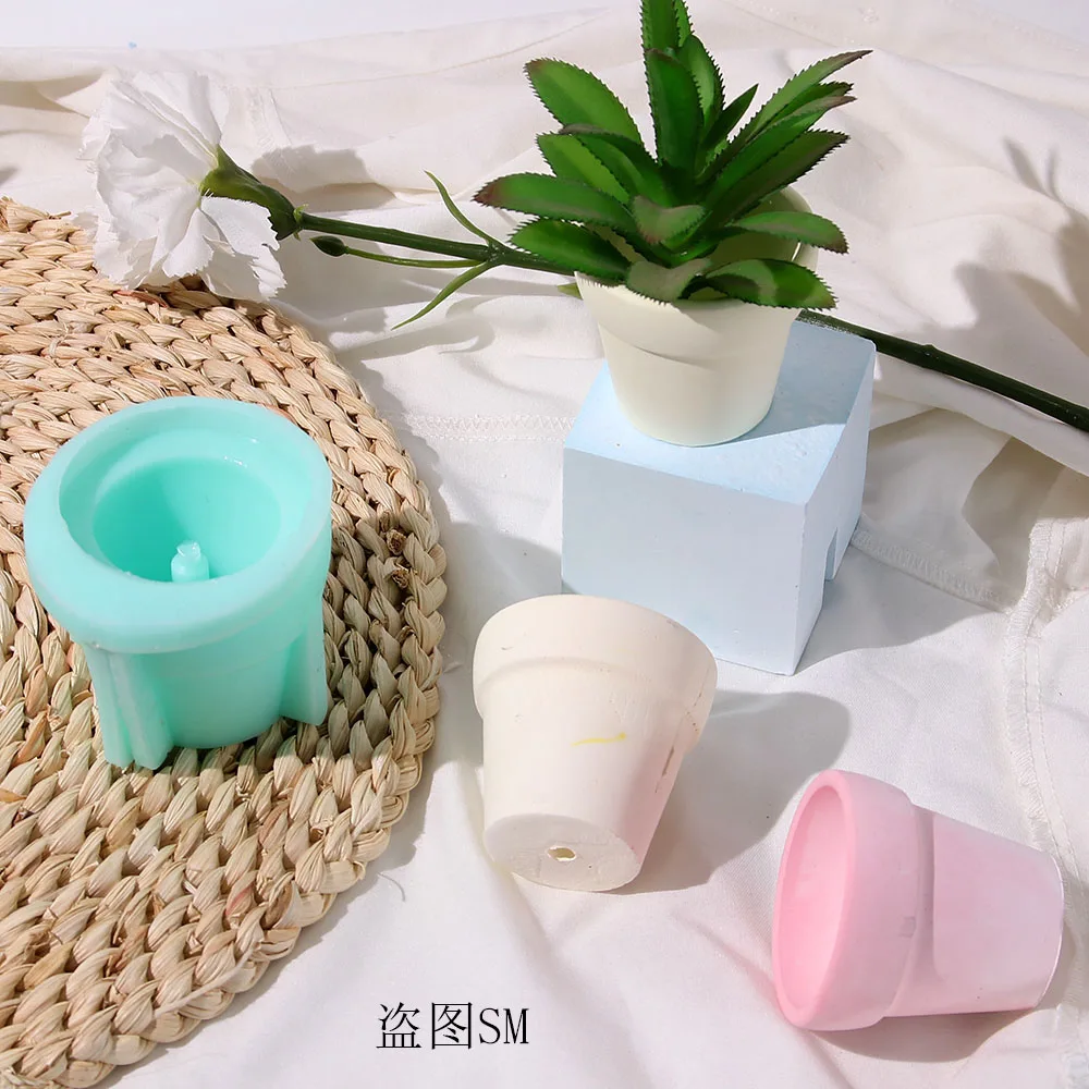 Cute Small Pots Mold,Concrete Ornament Crafts Plaster Storage Vessel Silicone Molds DIY Home Resin Flowerpot Making Tools