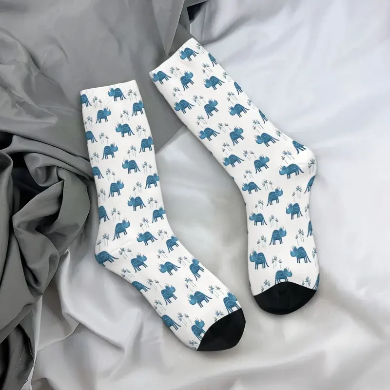 Triceratops-calcetines de dinosaurio para hombre y mujer, medias de poliéster, otoño