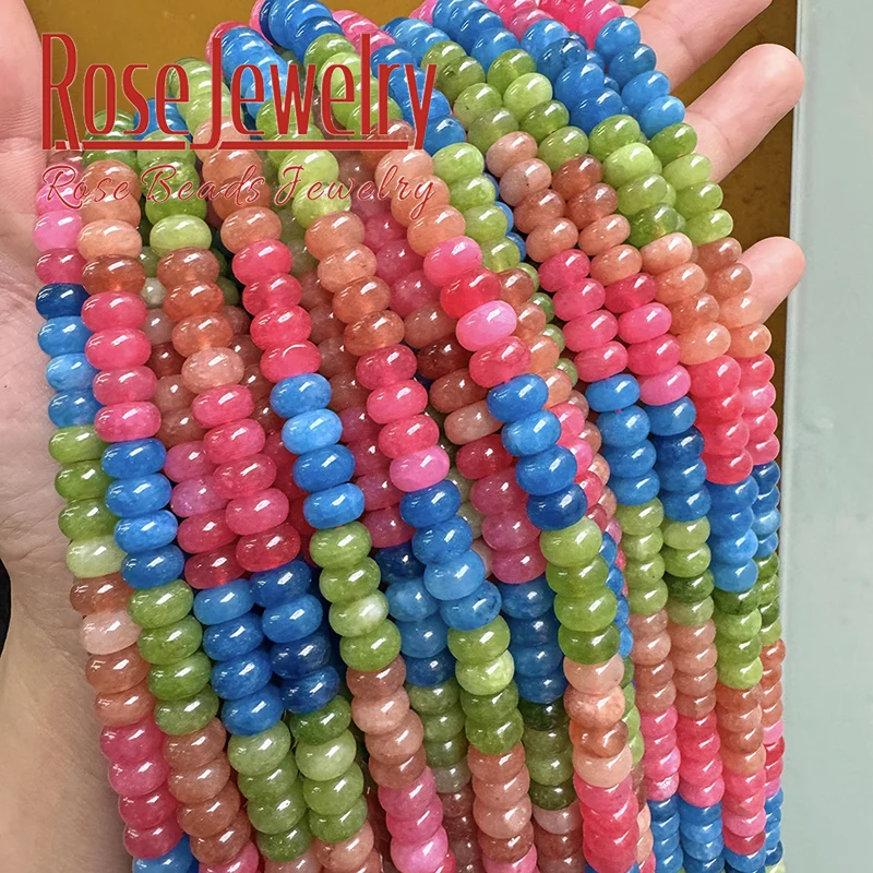 Natural Stone Colorful Tourmaline Jades Rondelle Abacus Beads Loose Beads for Jewelry Making DIY Bracelet Necklace 5x8mm 15\