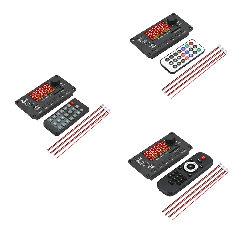 Mp3 Bluetooth WMA WAV Decoder Board 12V Wireless Audio Module Color Screen AUX USB Auto Accessories Audio Modification