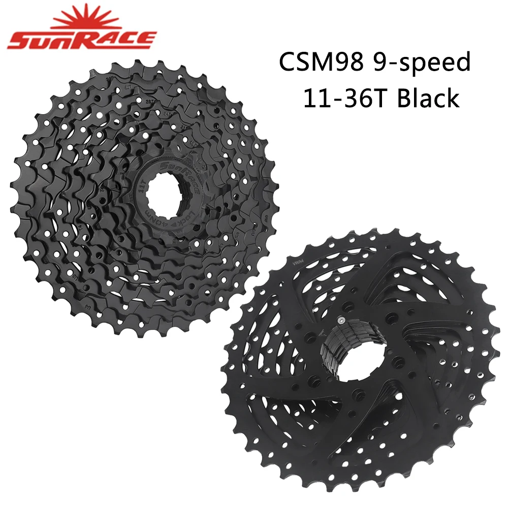 SUNRACE CSM98 9 Speed Cassette Sprocket 9V 11-36T Black MTB Road Bike Freewheel HG for Shimano Sram Bicycle Parts