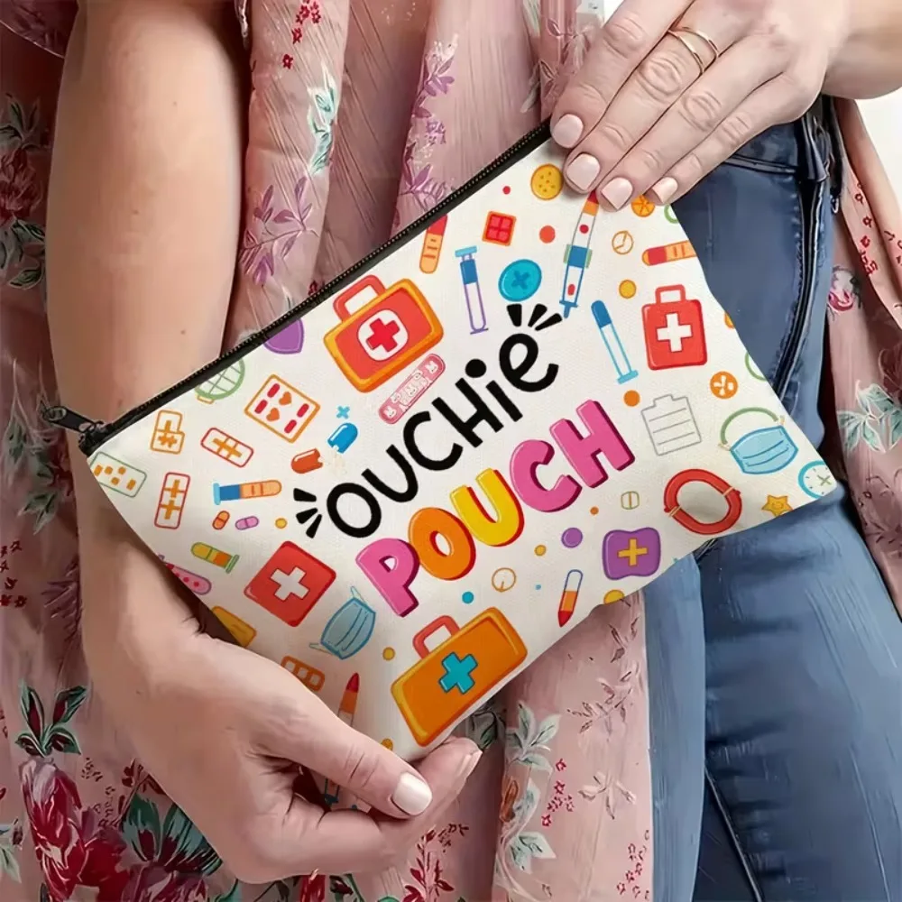 Ouchie Pouch Zipper Bag, First Aid Kit Pouch, Cute Band‑Aid Medical Supply Bag, Nurse Gift, Kids Ouchie Storage Pouch