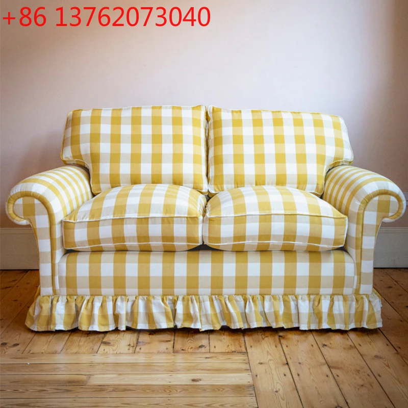 

French retro fabric sofa small apartment living room sofa idyllic