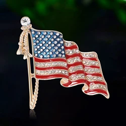 Enamel Statue of Liberty Brooch for Women Rhinestone American Flag Pin Event Party Backpack Decoration Clothes Accessories