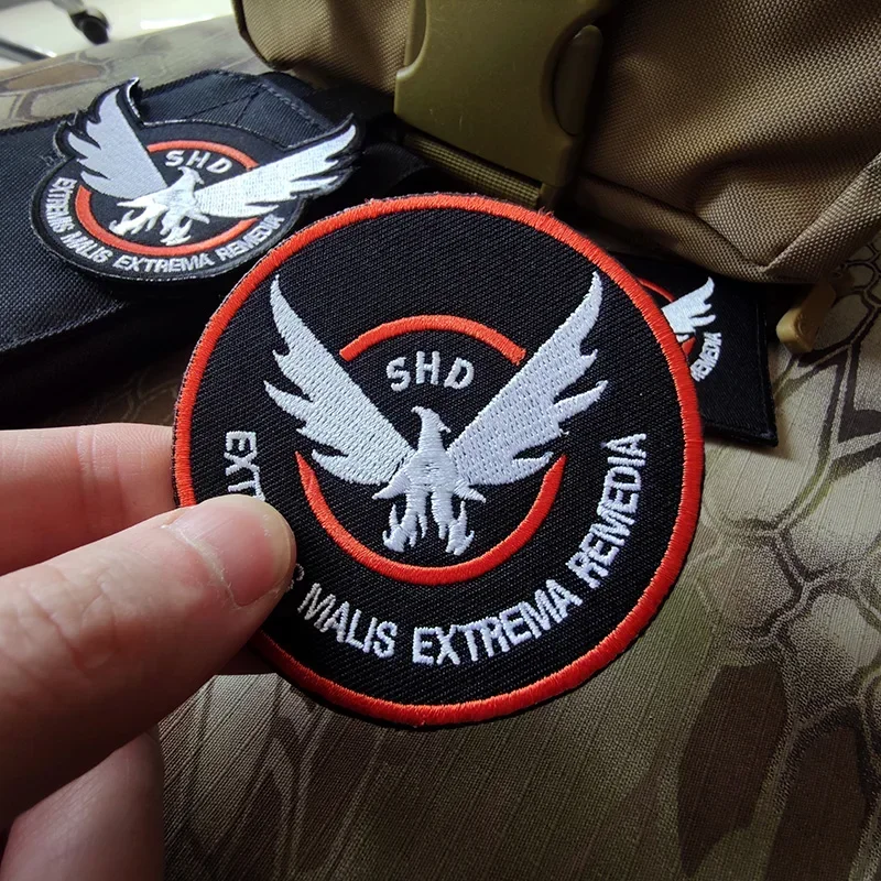 SHD The Division Morale Badge Embroidered Patches Shooting Role-playing Game Tactical Armband Wings Hook&Loop Backpack