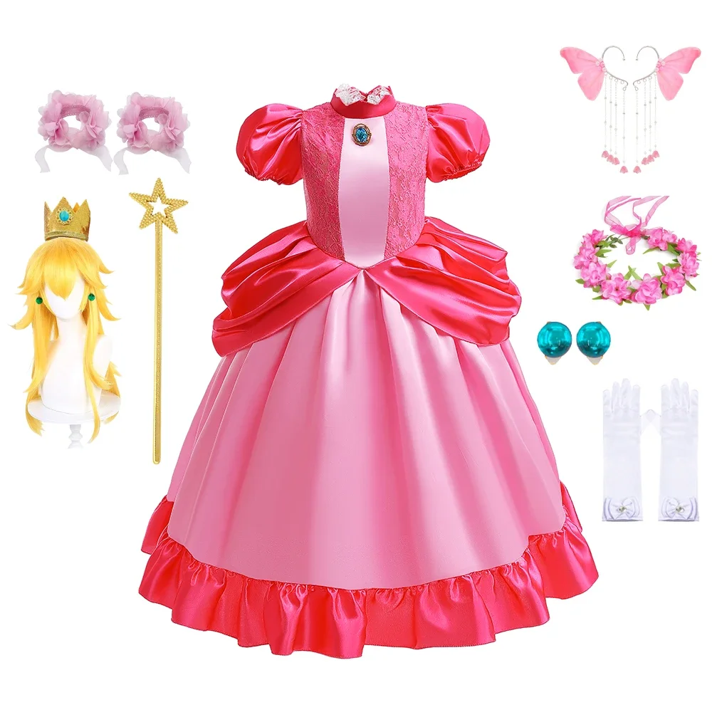 

Peach Dress Girl Cosplay Costume Dress Up Clothes Children Birthday Theme Party Carnival Outfit