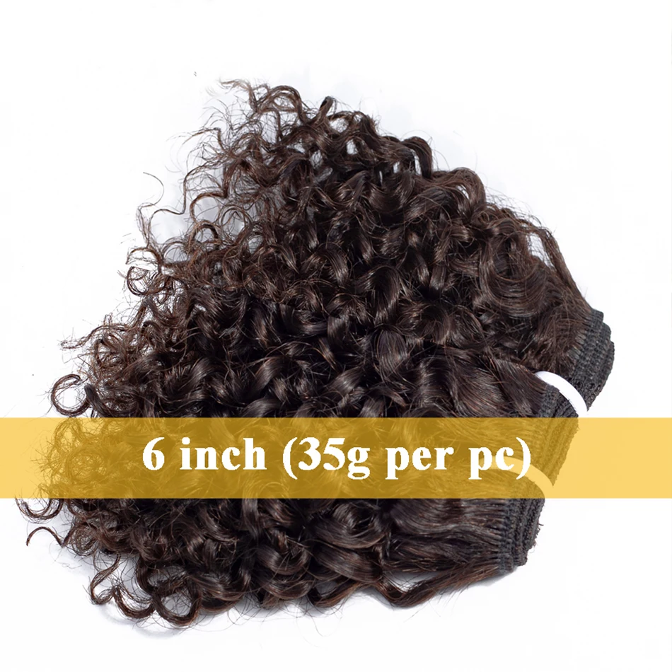 Bouncy Curly Hair Bundles Double Draw Indian 6inch Short Cut Remy Human Hair Extensions Natural Black Brown Color free shipping