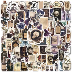 50/100pcs Retro Darkness Aesthetic Alchemy Notes Stickers Crow Skull Potion Laptop Decals Waterproof Luggage Guitar Stickers