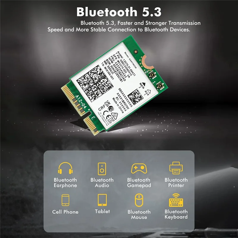 Y06A For AX411 WiFi Card WiFi 6E CNVio2 Bluetooth 5.3 Tri-Band 5374Mbps Network Adapter for Laptop/PC Win10/11-64Bit