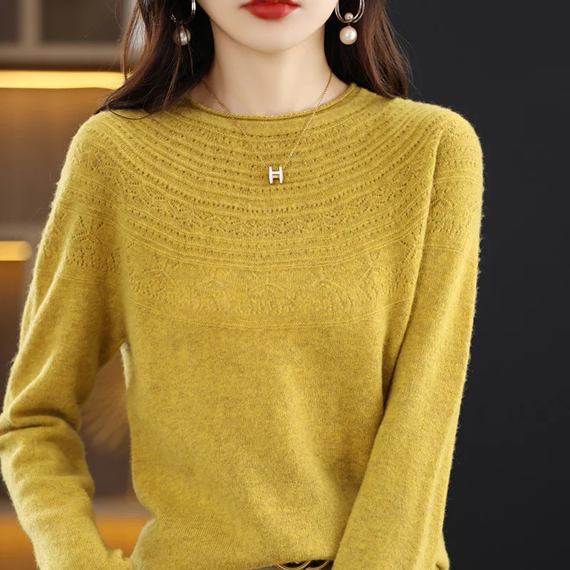 100% sweater women\'s first-line ready-to-wear cashmere sweater women\'s loose knitting autumn and winter western style solid colo