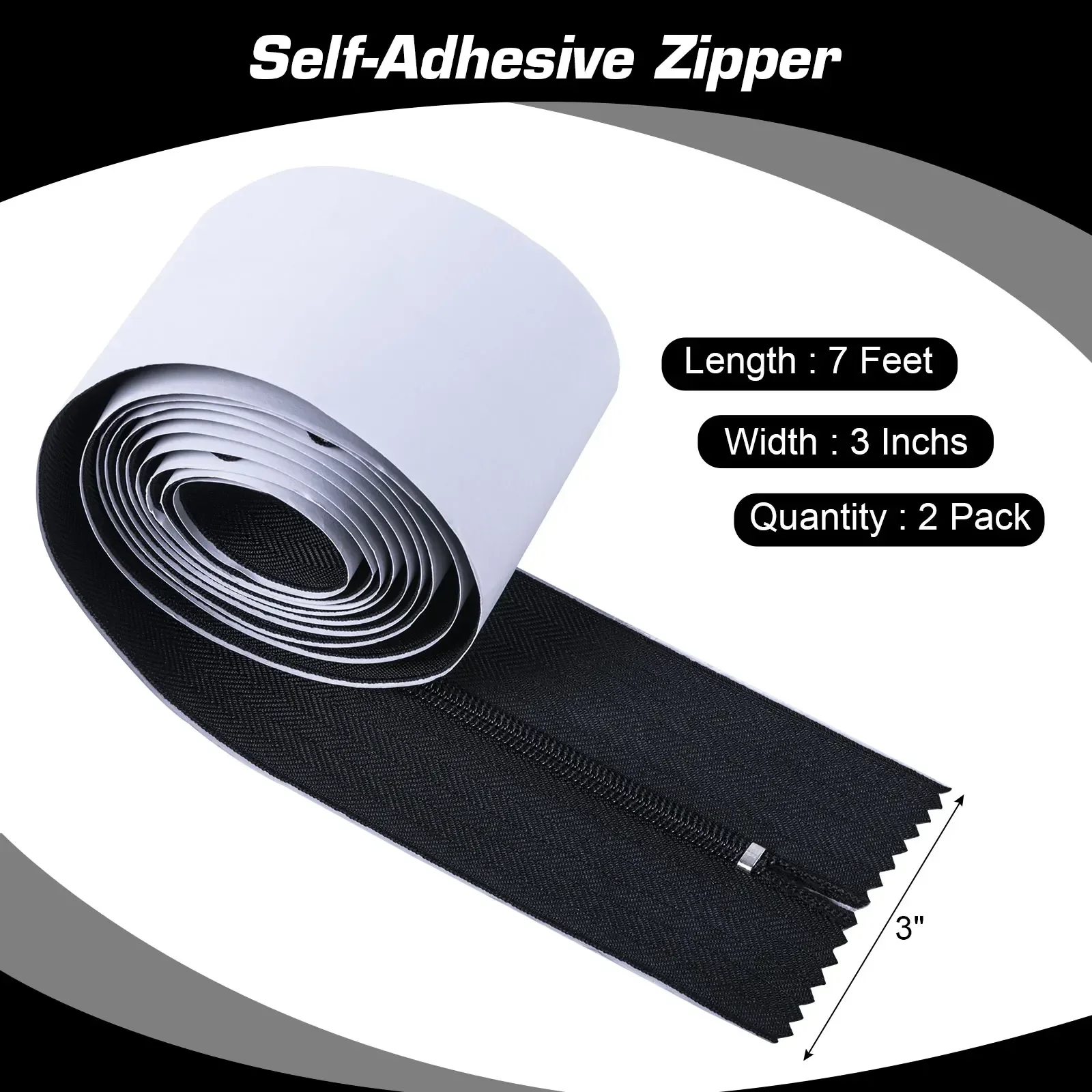 2pcs Heavy Duty Self-Adhesive Zipper Double-Sided Zipper Strong Adhesion Used in Greenhouses Grow Tents Films and Dust Barrier