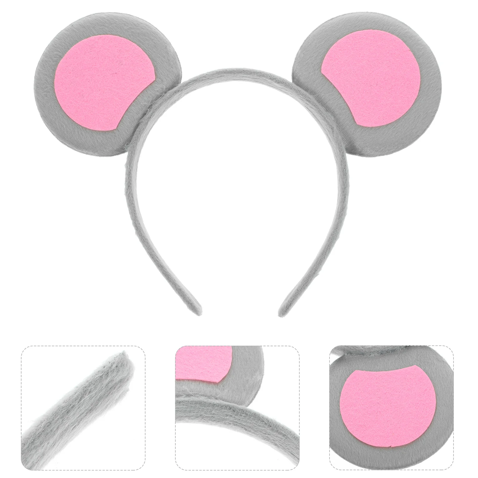 

2 Pcs Kids Headphones Animal Ear Headband Cute Mouse Ears for Cosplay Hairband Chipmunk Accessories Grey Girl Toddler