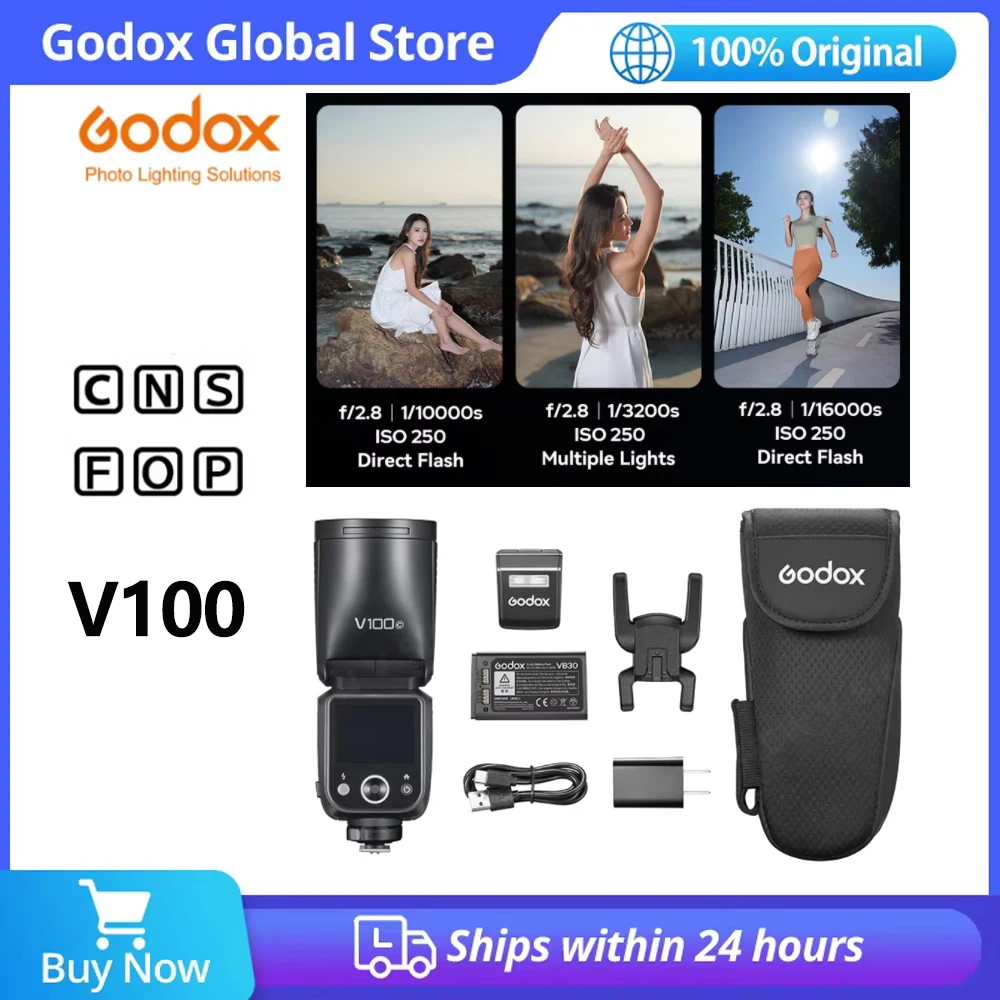 

Godox V100 C/N/S/F/O TTL Round Head Camera Flash 100Ws V100S V100C V100N V100F Speedlight for Canon Nikon Sony Fujifilm Olympus