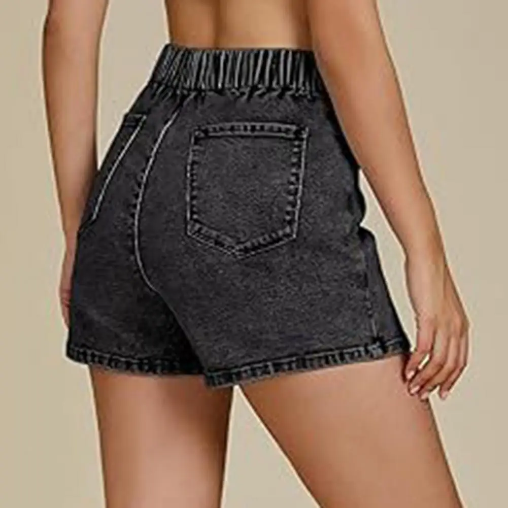 Women Denim Skorts High Waisted Faux Wrap Short Skirt Asymmetrical Hem Stretchy Jean Skirt Summer Casual Bodycon Mini Skirt