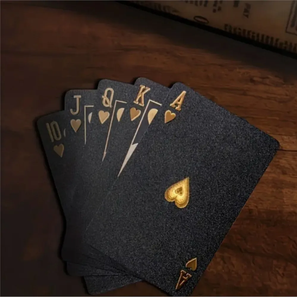 Black Gold Poker Frosted Waterproof Plastic Playing Collecti