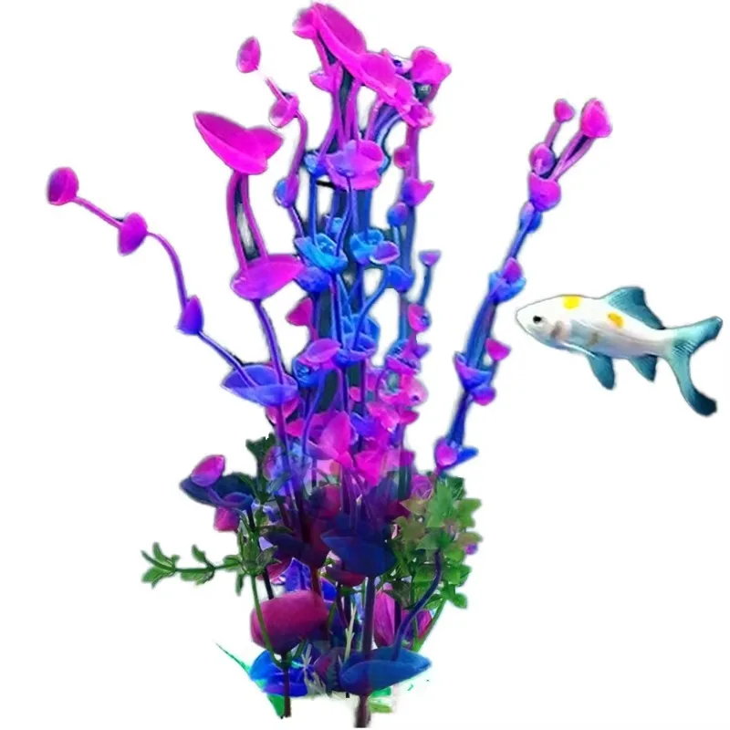 

10pcs Simulation of Plastic Aquatic Plants/aquarium Turtle tank Landscaping/aquarium Decoration/ Aquatic Plants/purple Clover