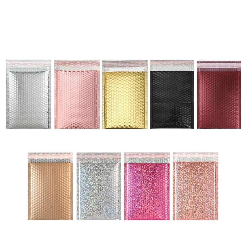 50Pcs Shipping Packaging Supplies Golden/Laser Aluminum Foil Bubble Bags Envelope Small Business Bubble Mailers Padded Envelopes