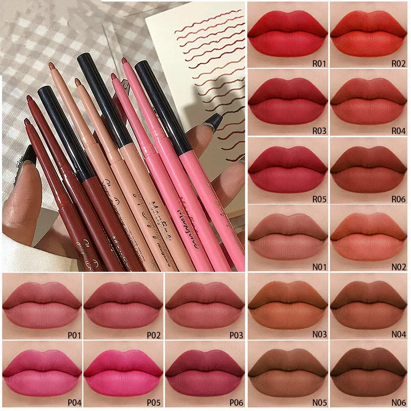 Fluweel Matte Lipliner Langdurige Lippenstift Potlood Matte Lipliner Waterdicht Lipstic Vrouwelijke Cosmetische Make-Up Rood Bruin Nude Roze