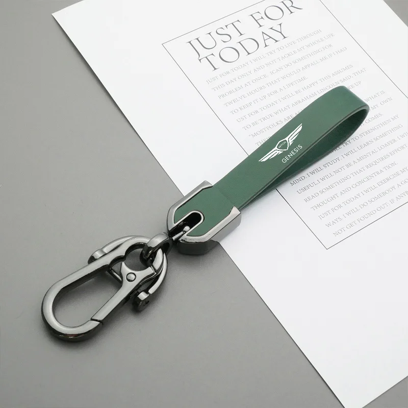 1pc New Genuine Leather Car Styling Emblem Keychain Key Chain Ring For Genesis Essentia GV80 Neolun G70 G90 GV90 GV60 X G80 GV70