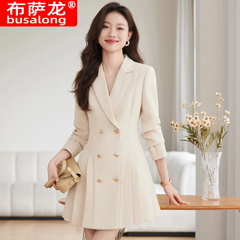2025New Style Suit Collar Dress Long Sleeve Slim Fit Elegant Professional Dress Workwear Fashion Women's Formal Wear