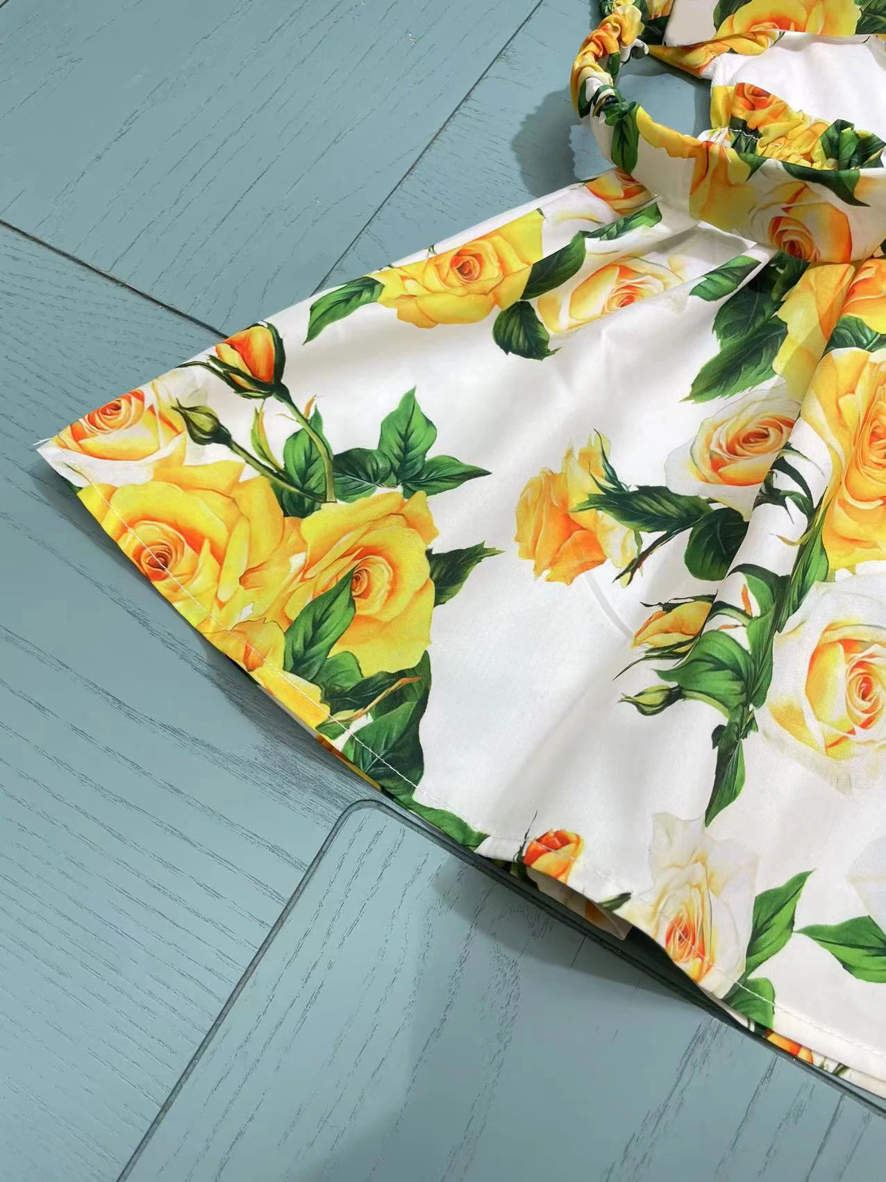 High Fashion Baby Clothes 2024 Summer New Design Lemon Printed Dress with Hair Belt 2 Piece Sets Dress For Baby Girls