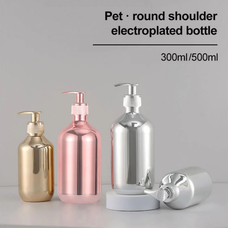 300ml/500ml Electroplating Process Bathroom Shampoo Empty Pump Bottle Refillable Soap Dispenser Shower Gel Liquid Container