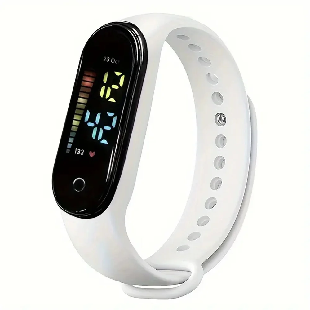 LED Touch Screen Outdoor Electronic Watch, Silicone Band Sports Digital Watch, LED White Light Touch Electronic Watch