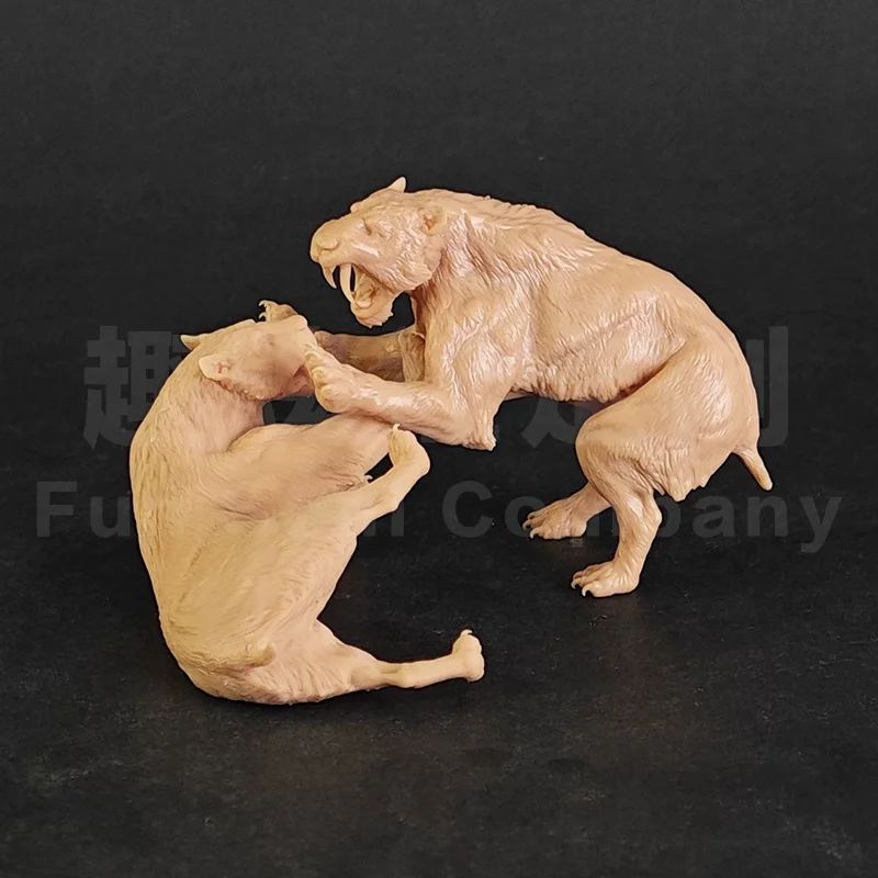 

1/35 7.9cm machairodus fight a duel Model Toys Ancient Prehistroy Animal Model Gk Customize 3D Printing