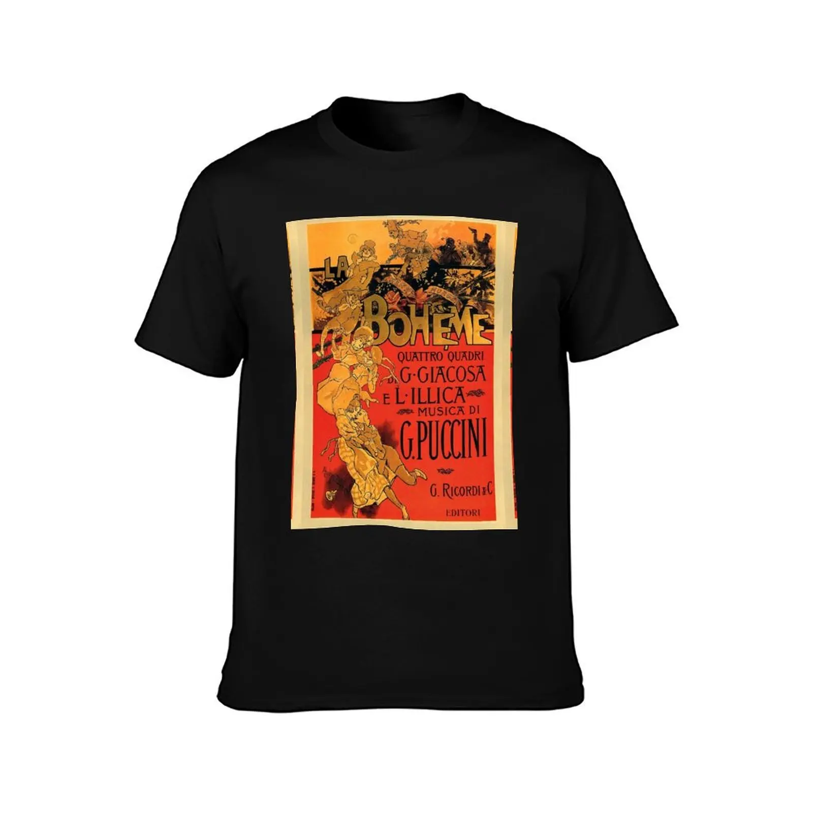 Vintage Art Nouveau La Boheme Opera Music Poster T-Shirt mens graphic t shirts T-Shirt