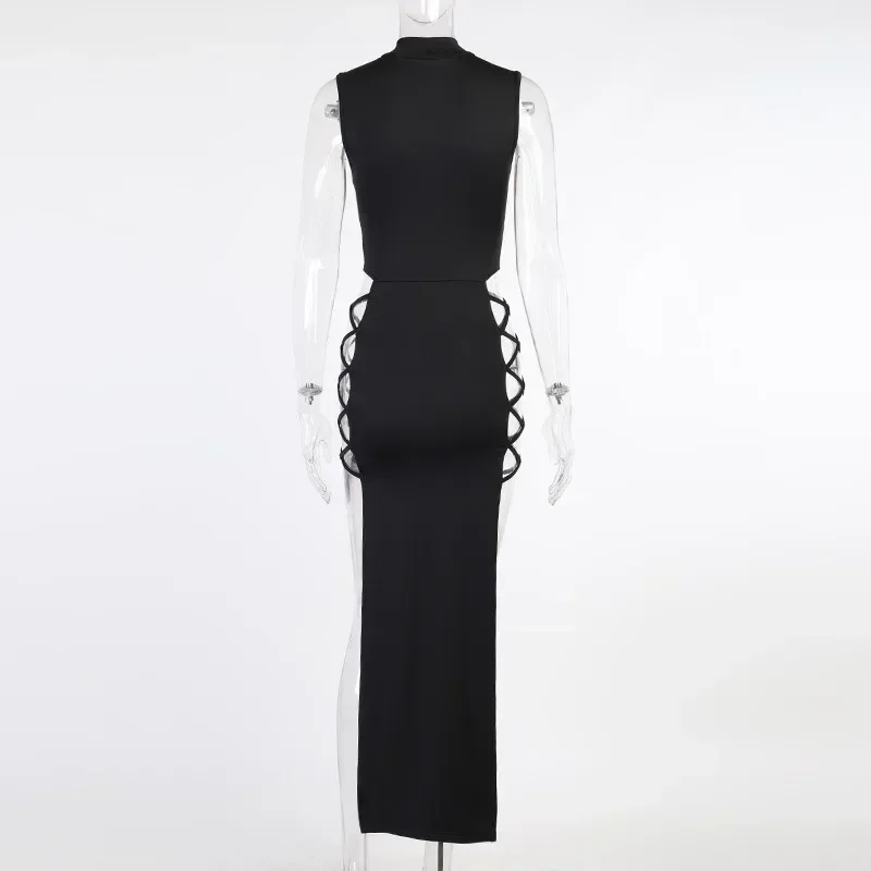 Elegant Black Sleeveless Bandage Sexy Dress for Women Club Party Backless Tank Dresses Skinny Fashion Summer 2023 платье женское