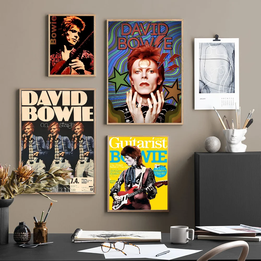 British Rock Singer D-David_B-Bowie Movie Sticky Posters Retro Kraft Paper Sticker DIY Room Bar Cafe Aesthetic Art Wall Painting