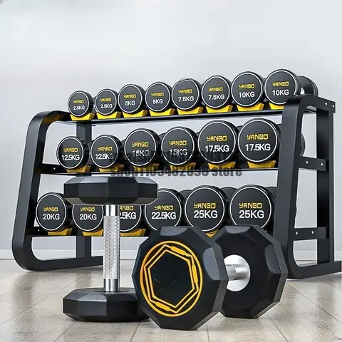 Men's home gym plastic pure steel complete set of dumbbell rack