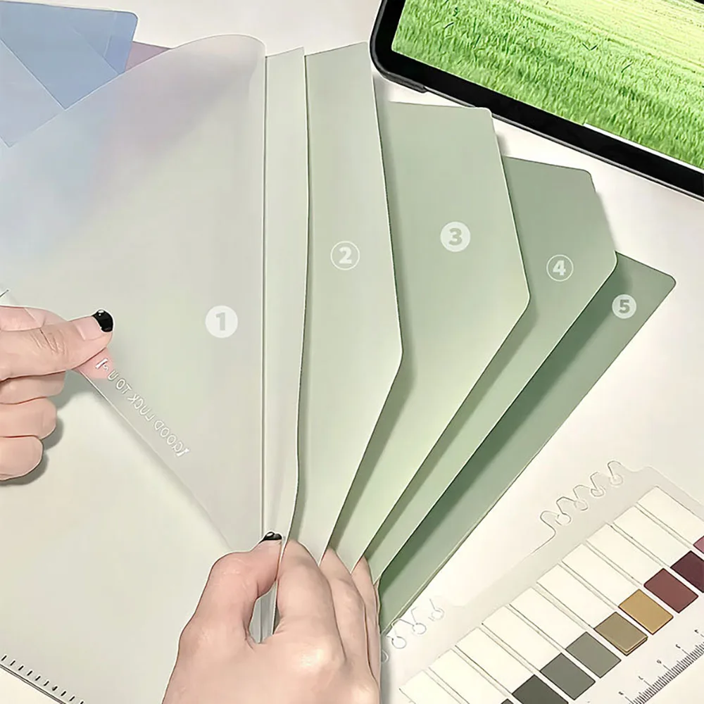 ページフォルダー 厚みのあるグラデーション L字型 縦型 学生用試験用紙フォルダー 収納ブック 大容量