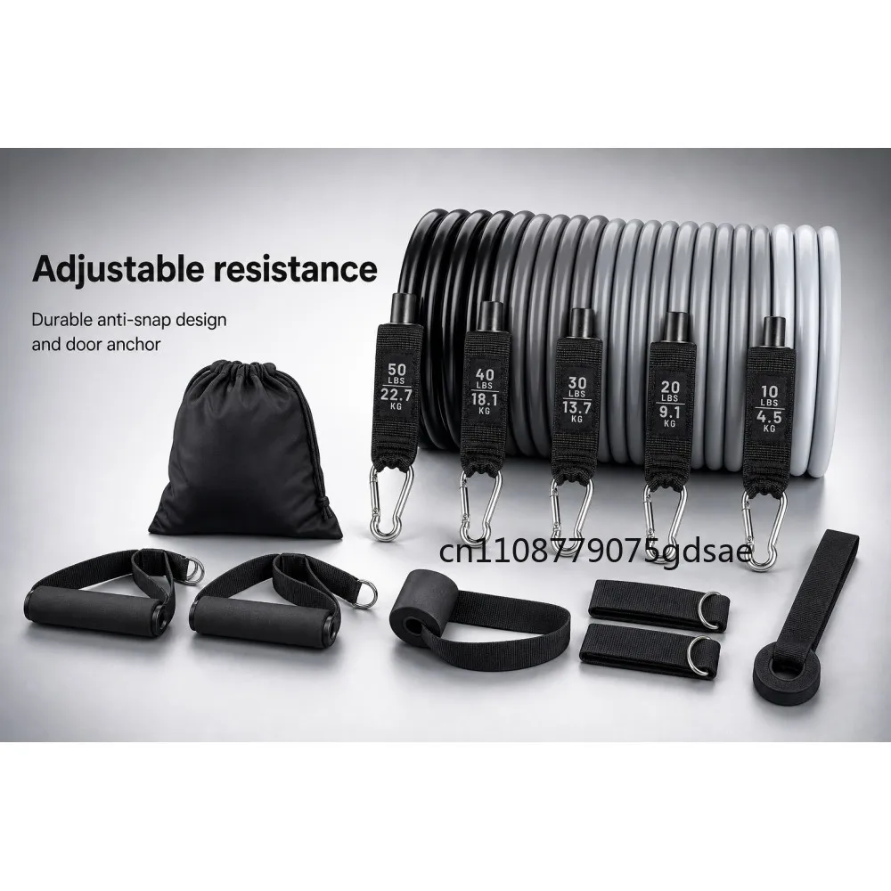 11pcs/Set Pull Rope, Resistance Bands, Portable Fitness Equipment, Ankle Strap, Chest Expander, Elastic Exercise Band