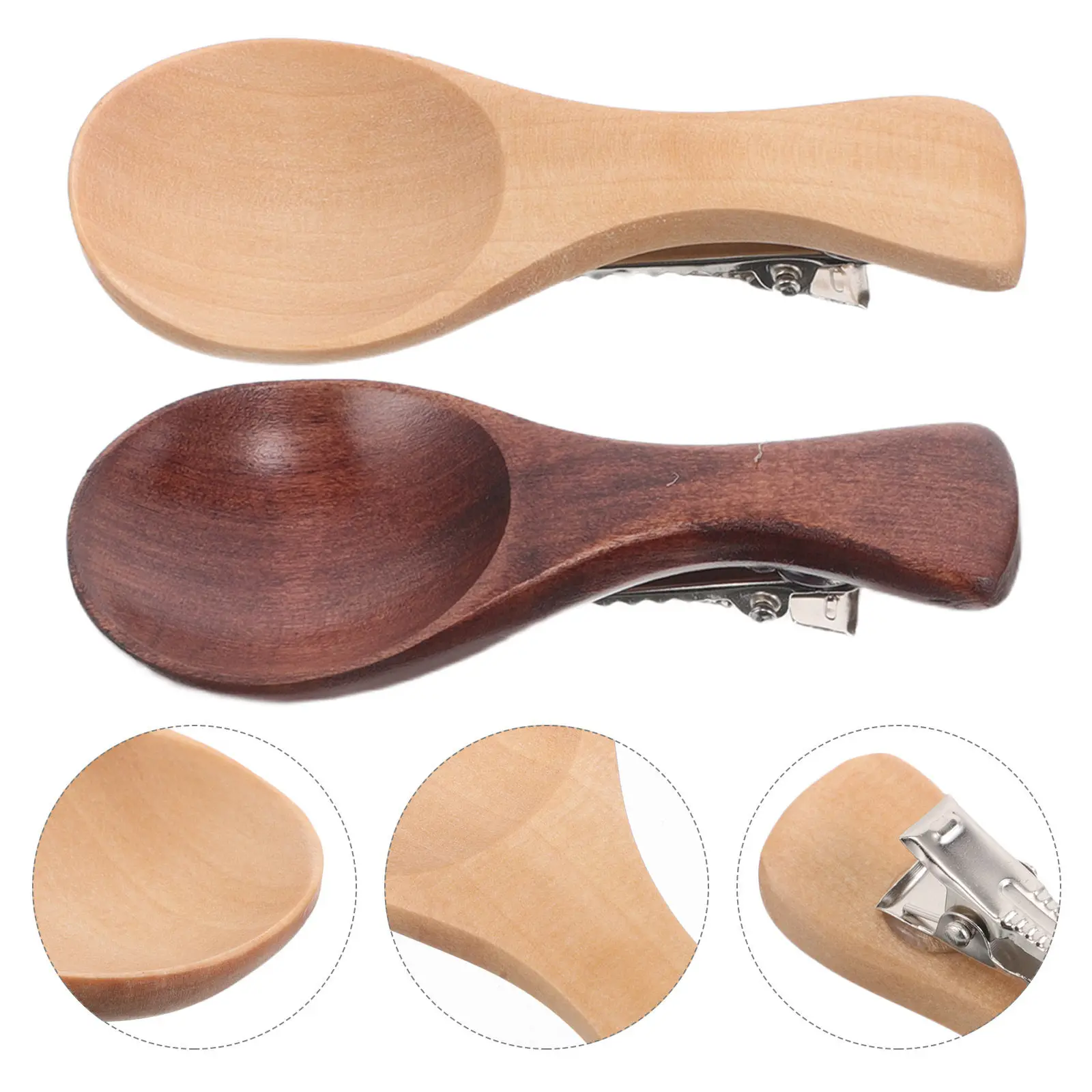 2Pcs Spoon-Shaped Hairpins Wooden Creative Clips Cute Decorative Accessories for Party Outings Styling Wood Hair Stick