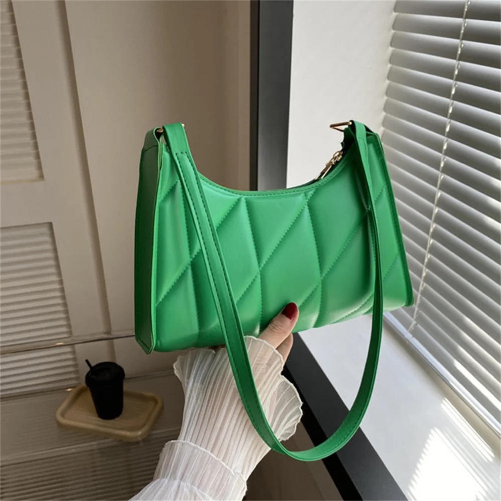 Women Fashion Underarm Bag PU Handbags Solid Color Small Handle Bags Crossbody Bag