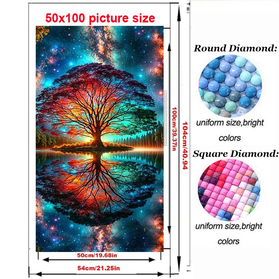 Diamond Painting new 2024 Diy Cross Stitch Full Square Round Starry Sky Tree of Life Diamond Mosaic Embroidery Home Decor Gift