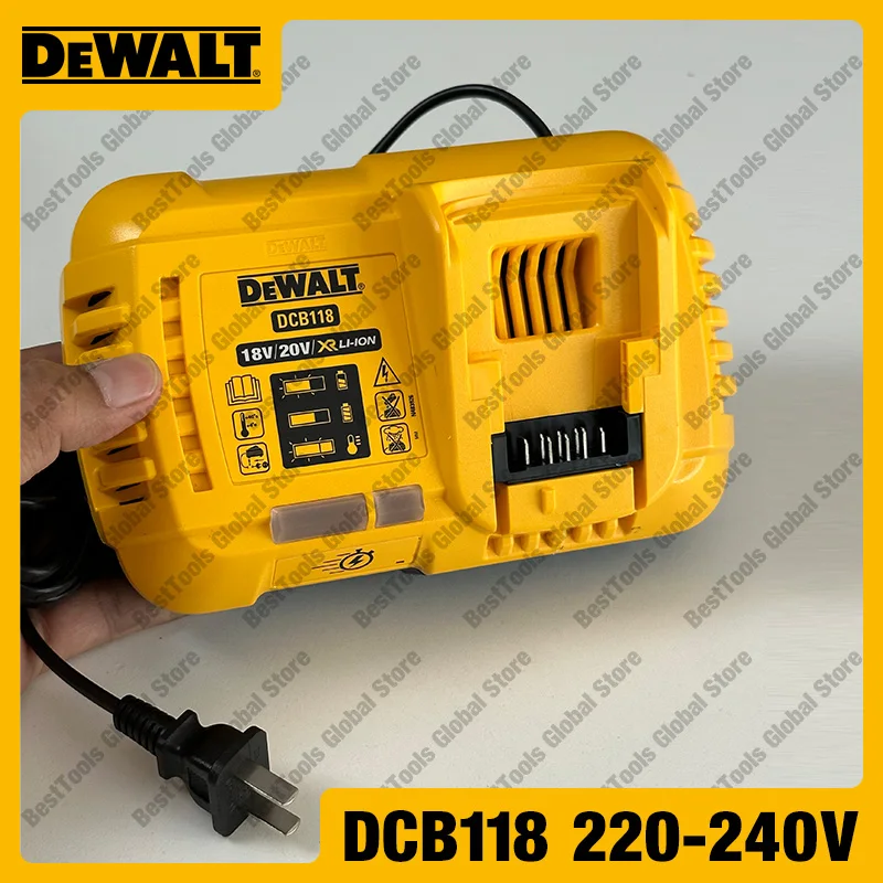 DEWALT AC220V-230V DCB118 Rapid Charger FLEXVOLT 18V 20V 60V MAX Charge Internal Fan Cooled Lithium Battery Fast Charger