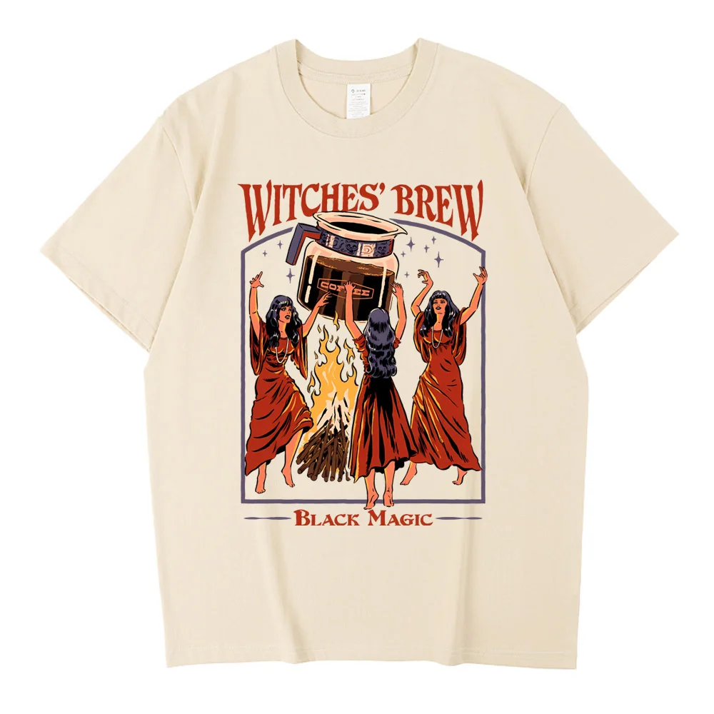 هالوين الساحرات المشروب القهوة الأسود ماجيك رجل تي شيرت ملابس الصيف ملابس كاجوال تي شيرت عالية الجودة القطن تنفس القمم #2