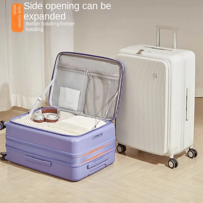 

Дорожные чемоданы с боковой крышкой и расширительным чемоданом, женские 20-дюймовые чемоданы большой вместимости с паролем на колесах