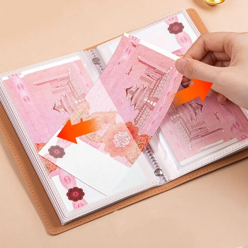 หนัง PU ประหยัดเงิน Binder โชคดีเติม Budget Binder กระเป๋าสตางค์ Savings คู่มือบัญชี Book