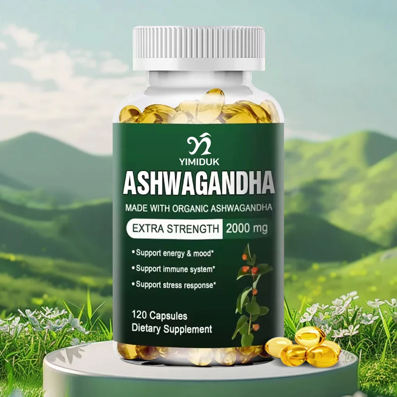 

Yimiduk Organic Ashwagandha Specific Capsules Support Brain & Memory, Relieve Stress, Support Concentration, Deep Sleep, Unisex