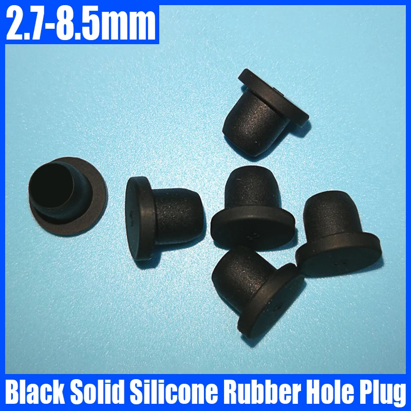 3-20PCS 2.7mm-8.5mm  Black Solid Silicone Rubber Cap T-type Hole Plug Cover Rubber Stopper Sealing Plug Snap-on Gasket