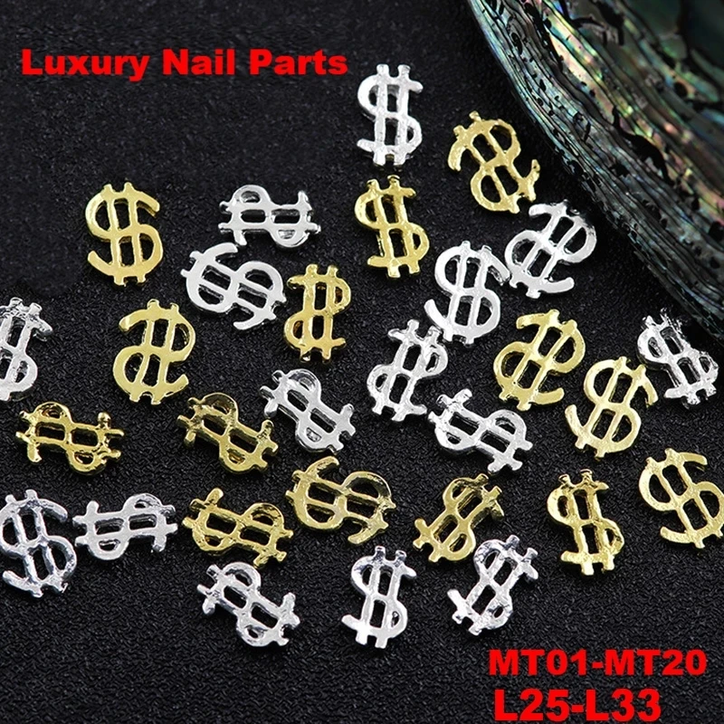 10pcs\bag designer nail charms metal luxury nail parts DIY brand nail arts jewelry wholesale MT\L25-L33