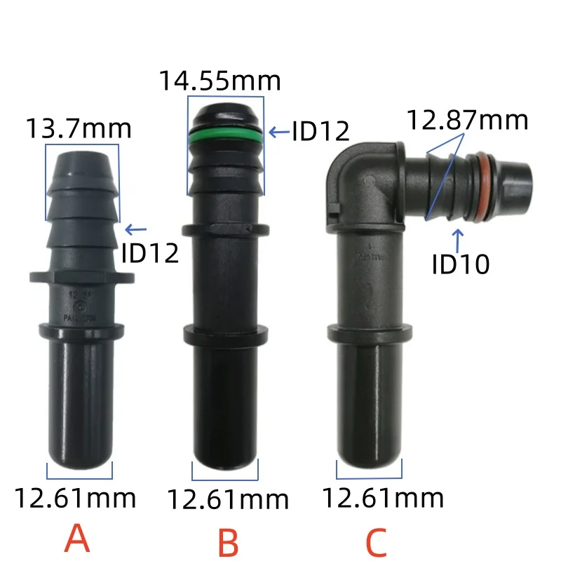 

12.6mm 12.61-ID12 male connector male end piece 180 degree SAE Fuel line quick connector for car 2pcs a lot