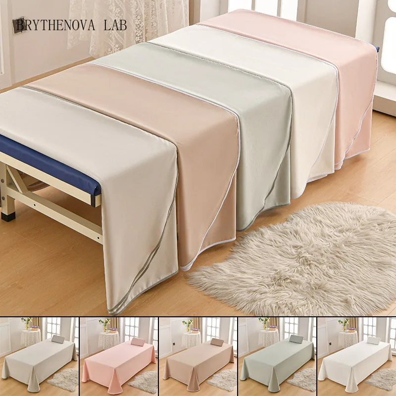 Soft Cotton with Holes Solid Color Simple One-piece Bed Cover Comfortable Special Bed Sheets for Massage and Beauty Salons
