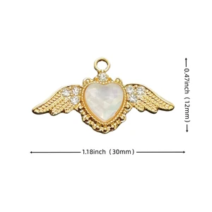 4 buah 12x30mm Warna Sayap Malaikat Pesona Hati untuk Pembuatan Kalung & Gelang DIY 10 pesona sayap penjualan terbaik - №