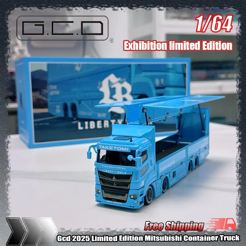 

Gcd 2025, ограниченная серия в Японии, 1:64, контейнерный грузовик Mitsubishi, гальванический синий фунт, сплав, миниатюрная литая под давлением модель игрушки