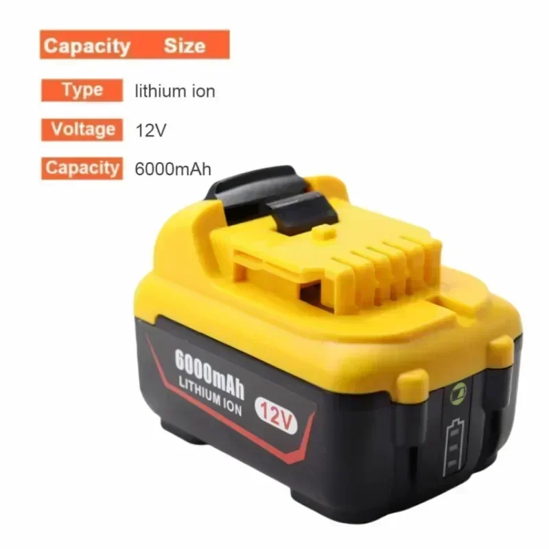 Long life For Dewalt Battery 12V 18650 6000mAh Rechargeable Battery DCB120 DCB127 DCB121 DCB119 Power Tool Battery For Dewalt