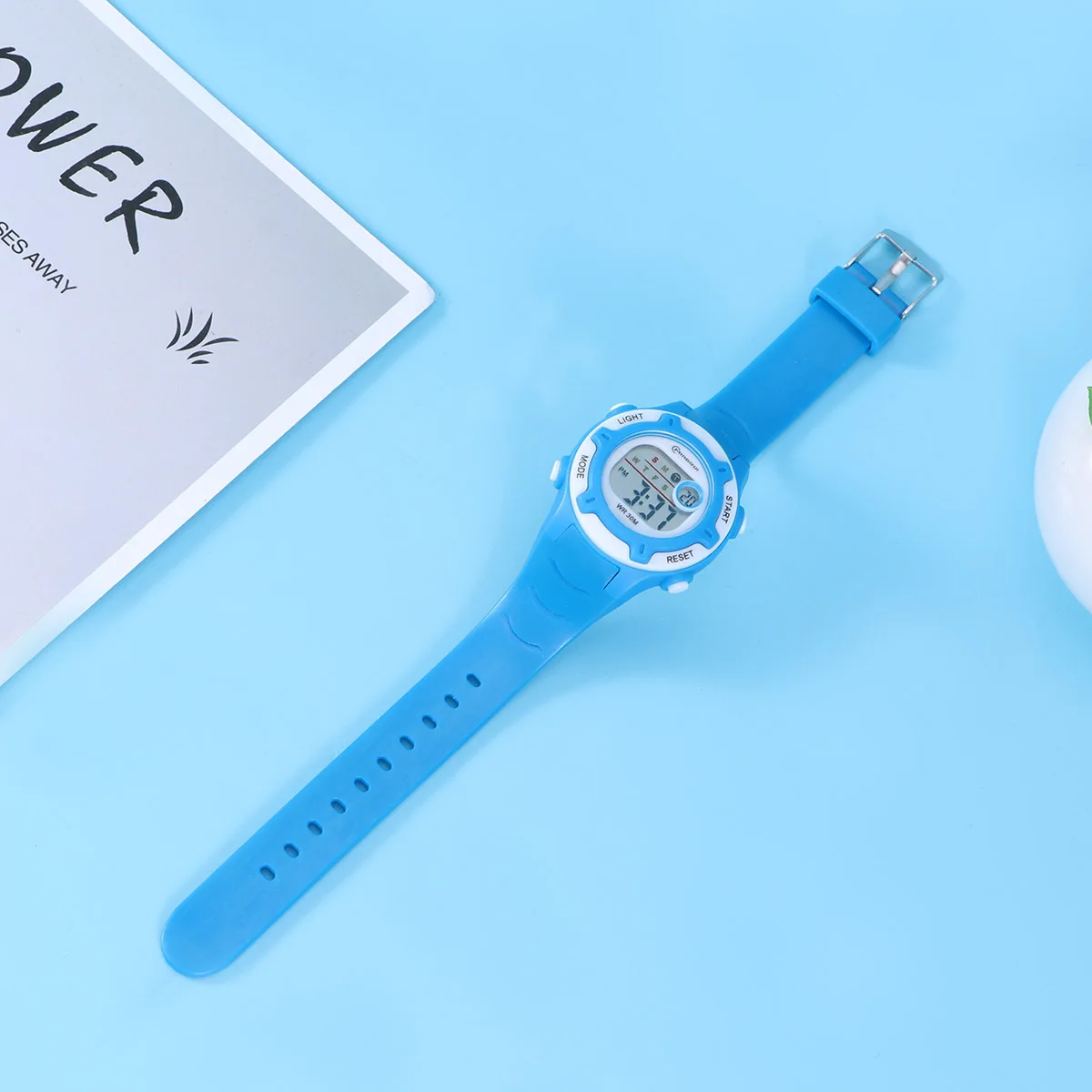 ساعة رقمية إلكترونية مضيئة مقاومة للماء باللون الأزرق، سوار قابل للتعديل، ساعة يد مريحة هدية عيد ميلاد ليلاً #6